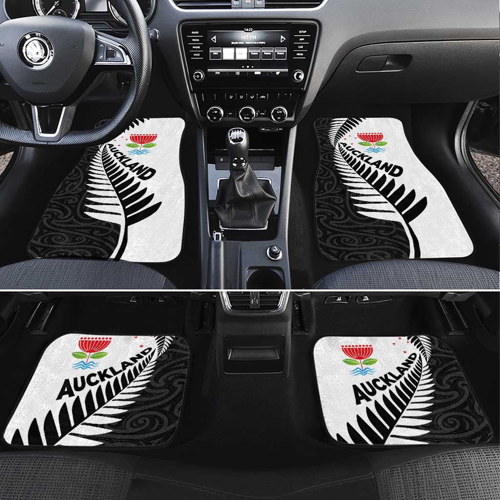 New Zealand Auckland Car Mats Auckland's Emblem and Silver Ferns - Maori Art Tattoo