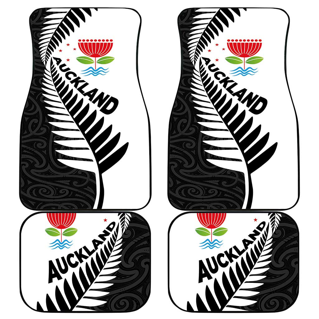 New Zealand Auckland Car Mats Auckland's Emblem and Silver Ferns - Maori Art Tattoo