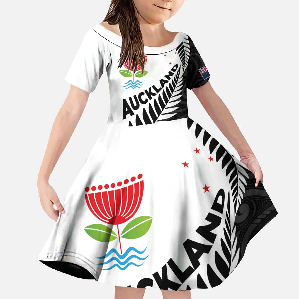 New Zealand Auckland Family Matching Long Sleeve Bodycon Dress and Hawaiian Shirt Auckland's Emblem and Silver Ferns - Maori Art Tattoo