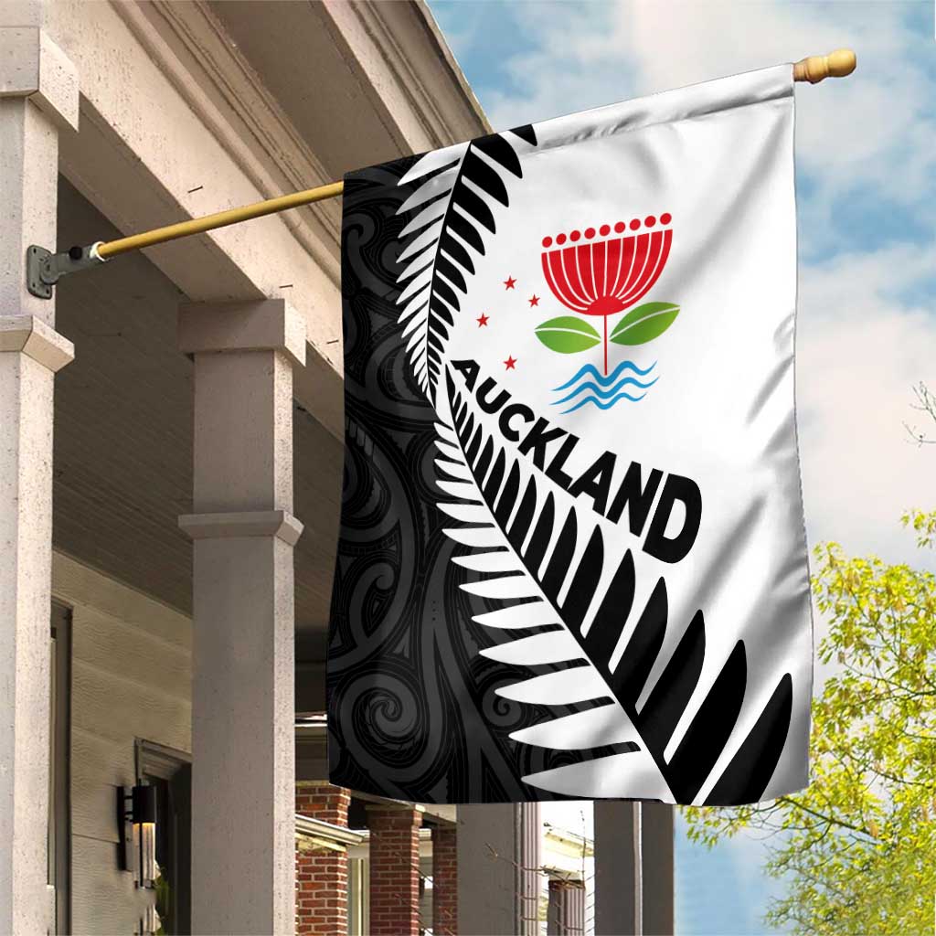 New Zealand Auckland Garden Flag Auckland's Emblem and Silver Ferns - Maori Art Tattoo - Vibe Hoodie Shop