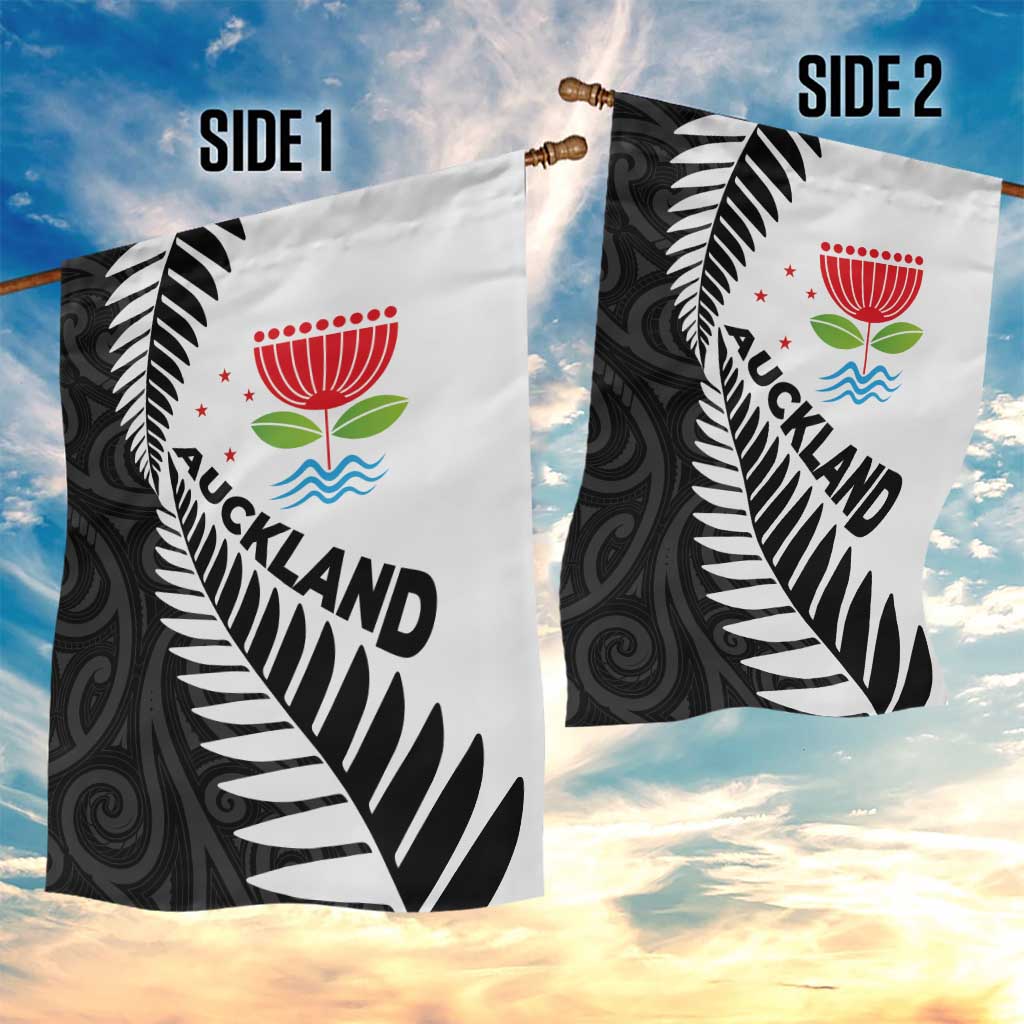 New Zealand Auckland Garden Flag Auckland's Emblem and Silver Ferns - Maori Art Tattoo - Vibe Hoodie Shop