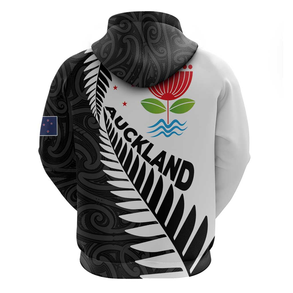 New Zealand Auckland Hoodie Auckland's Emblem and Silver Ferns - Maori Art Tattoo - Vibe Hoodie Shop