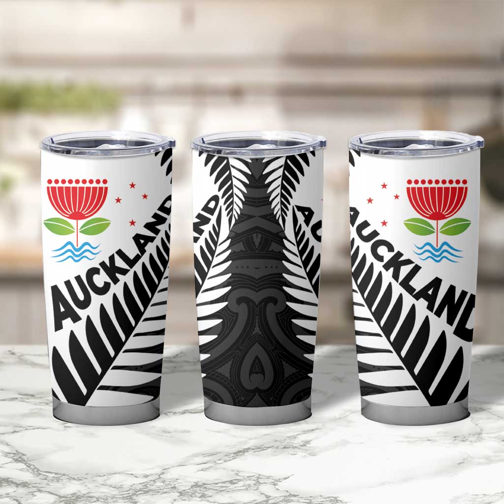 New Zealand Auckland Tumbler Cup Auckland's Emblem and Silver Ferns - Maori Art Tattoo