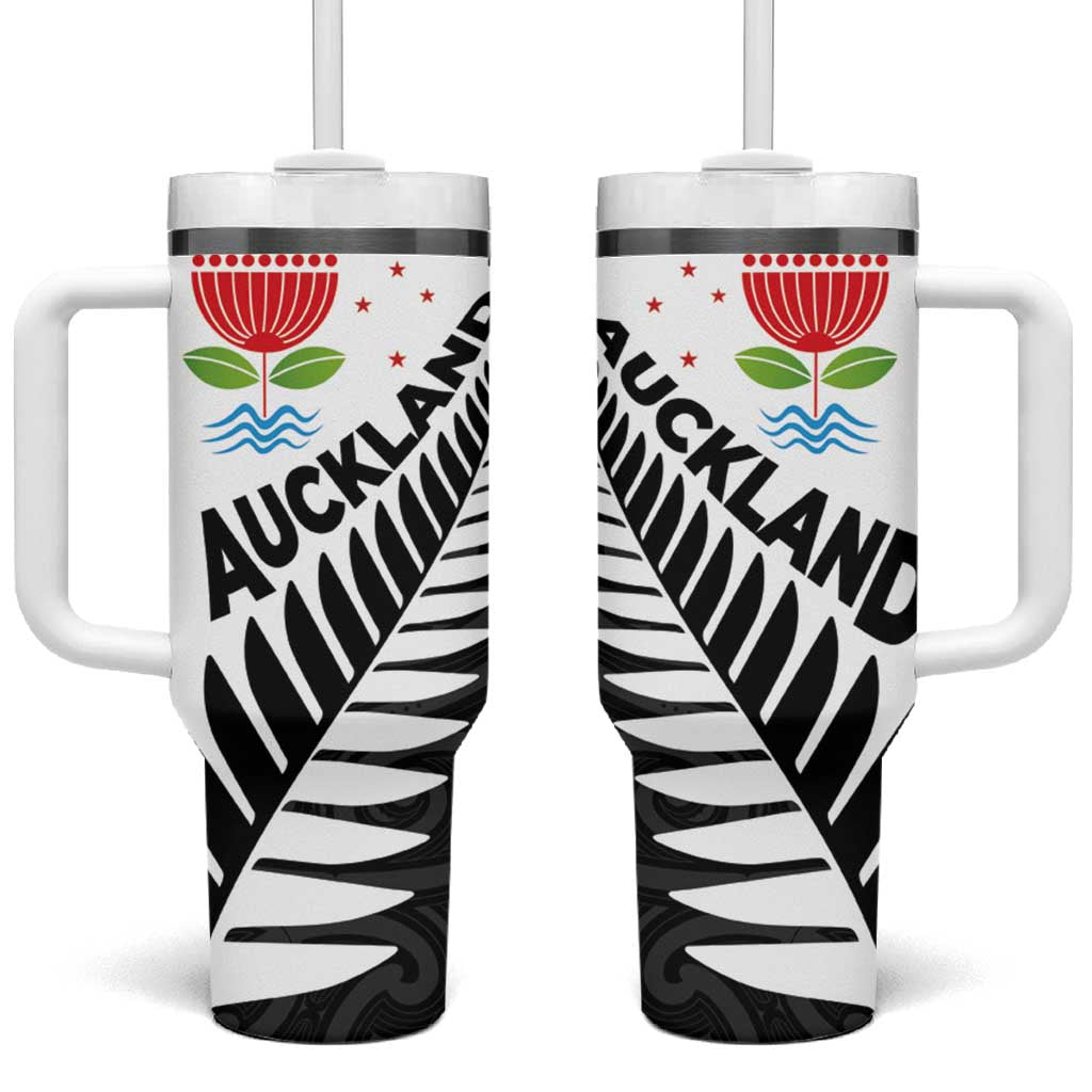 New Zealand Auckland Tumbler With Handle Auckland's Emblem and Silver Ferns - Maori Art Tattoo