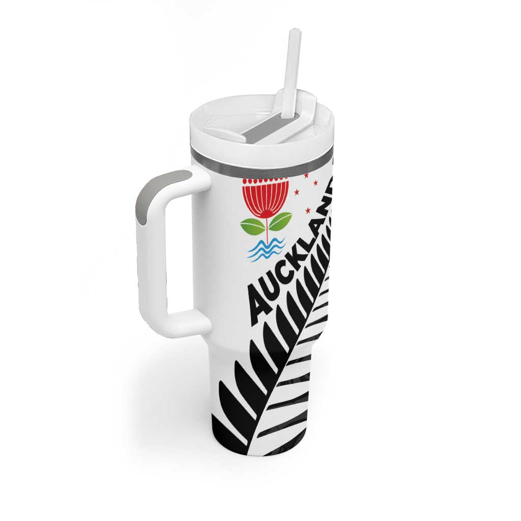 New Zealand Auckland Tumbler With Handle Auckland's Emblem and Silver Ferns - Maori Art Tattoo