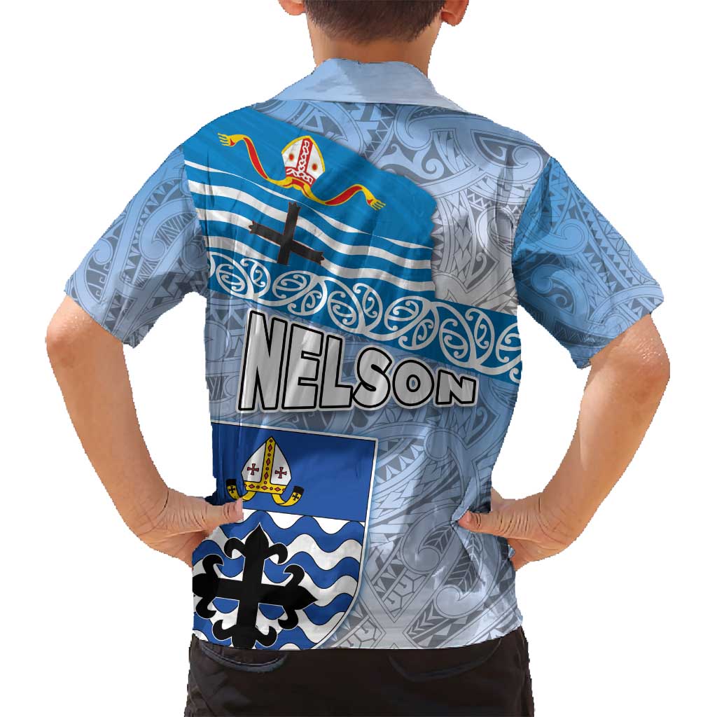 New Zealand Nelson Family Matching Long Sleeve Bodycon Dress and Hawaiian Shirt Nelson's Flag and Seal - Maori Art Tattoo