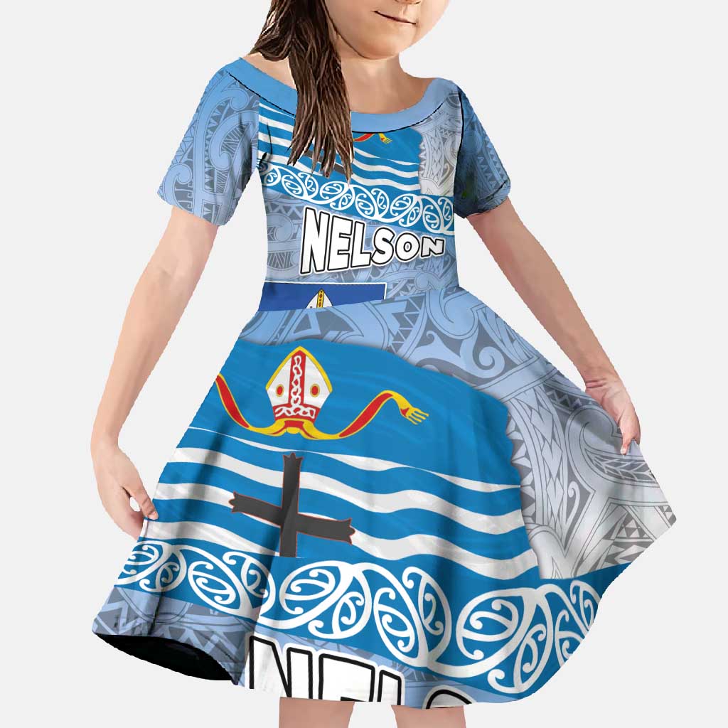 New Zealand Nelson Family Matching Long Sleeve Bodycon Dress and Hawaiian Shirt Nelson's Flag and Seal - Maori Art Tattoo