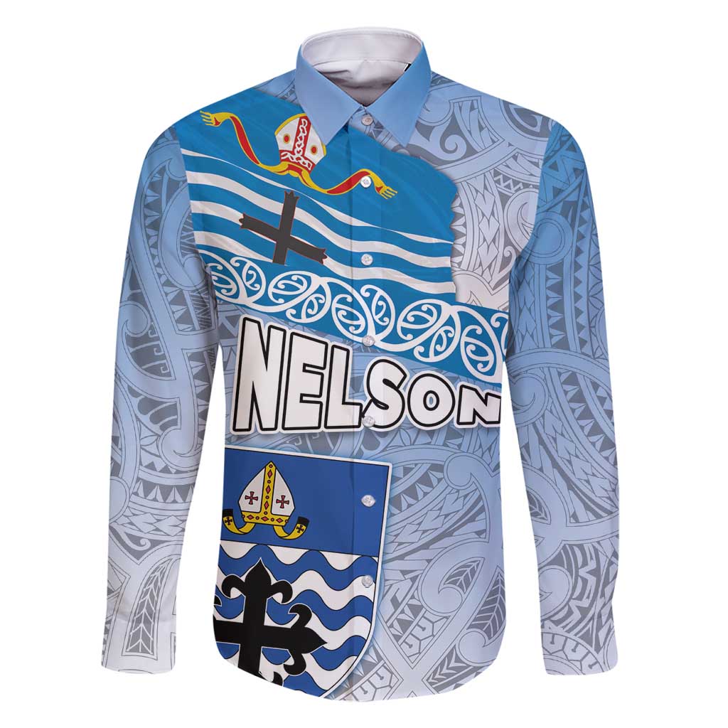 New Zealand Nelson Family Matching Long Sleeve Bodycon Dress and Hawaiian Shirt Nelson's Flag and Seal - Maori Art Tattoo