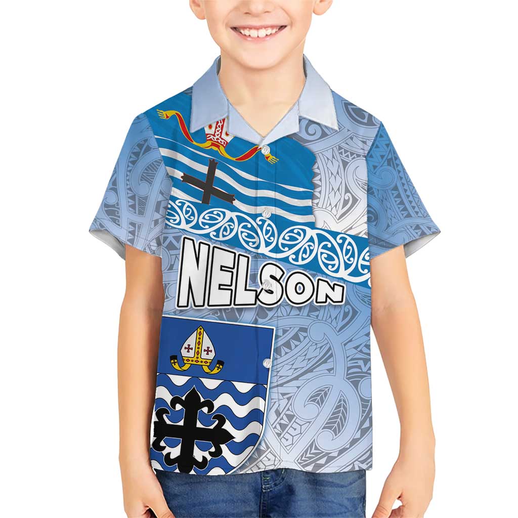 New Zealand Nelson Family Matching Short Sleeve Bodycon Dress and Hawaiian Shirt Nelson's Flag and Seal - Maori Art Tattoo