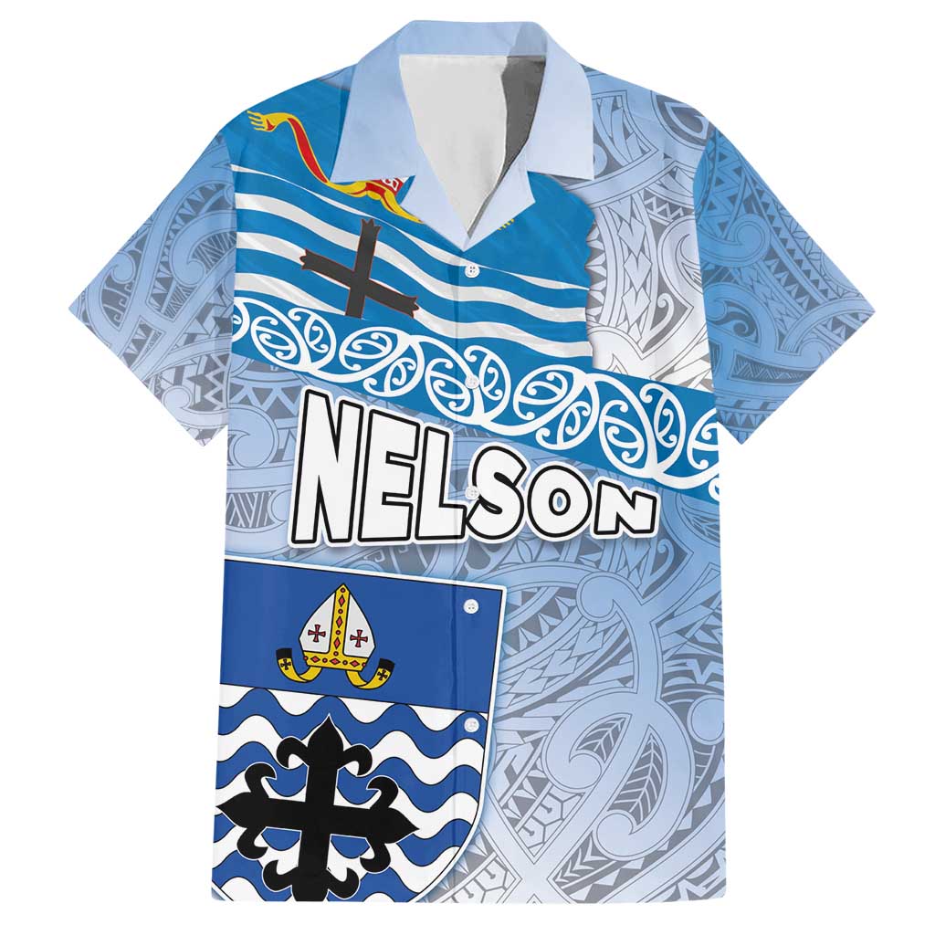 New Zealand Nelson Hawaiian Shirt Nelson's Flag and Seal - Maori Art Tattoo - Vibe Hoodie Shop