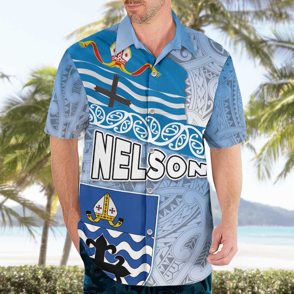 New Zealand Nelson Hawaiian Shirt Nelson's Flag and Seal - Maori Art Tattoo - Vibe Hoodie Shop
