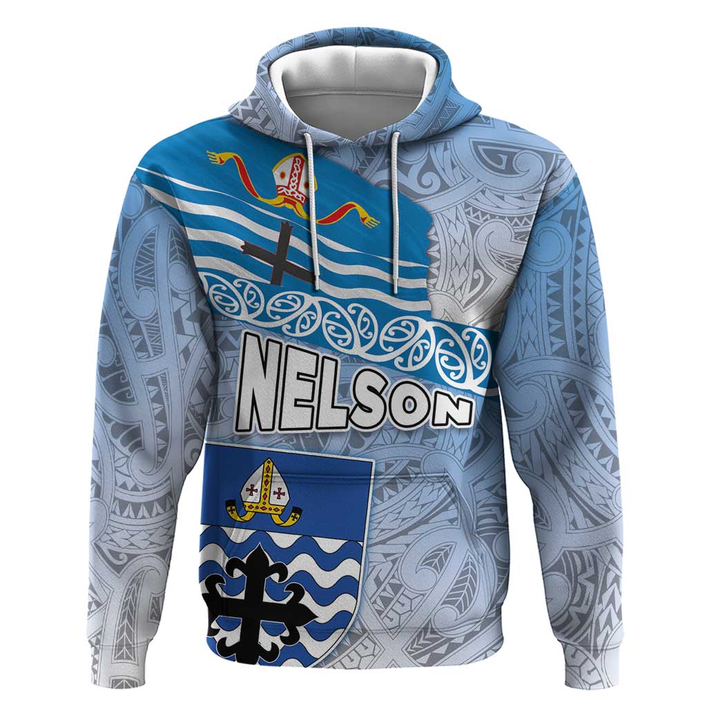 New Zealand Nelson Hoodie Nelson's Flag and Seal - Maori Art Tattoo - Vibe Hoodie Shop