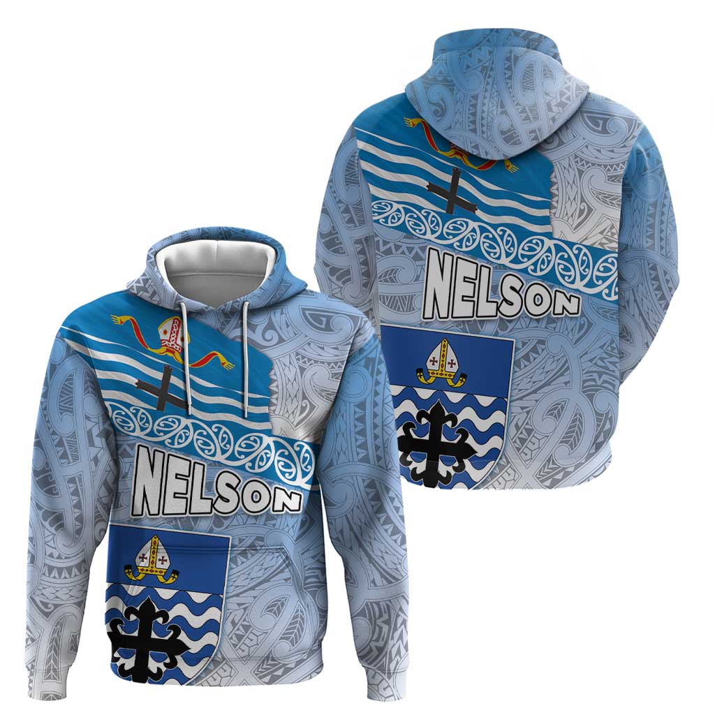 New Zealand Nelson Hoodie Nelson's Flag and Seal - Maori Art Tattoo - Vibe Hoodie Shop