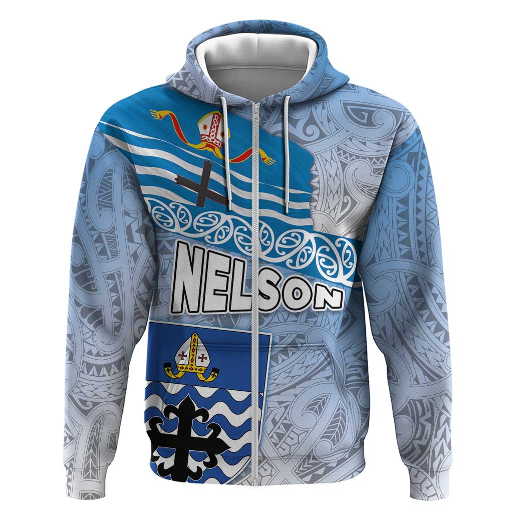 New Zealand Nelson Hoodie Nelson's Flag and Seal - Maori Art Tattoo - Vibe Hoodie Shop