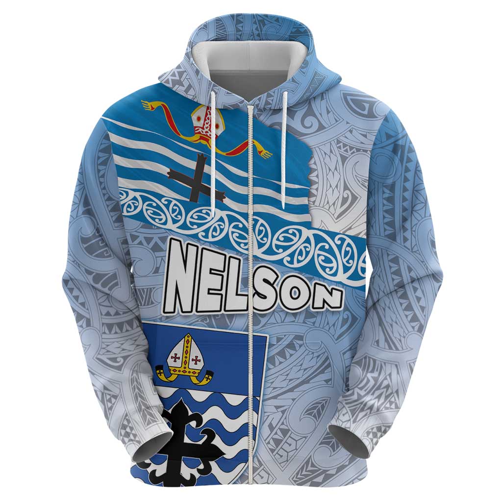 New Zealand Nelson Hoodie Nelson's Flag and Seal - Maori Art Tattoo - Vibe Hoodie Shop