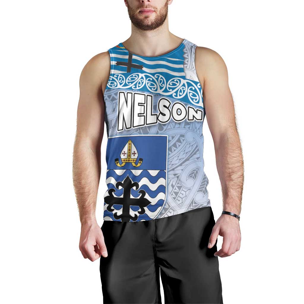 New Zealand Nelson Men Tank Top Nelson's Flag and Seal - Maori Art Tattoo - Vibe Hoodie Shop