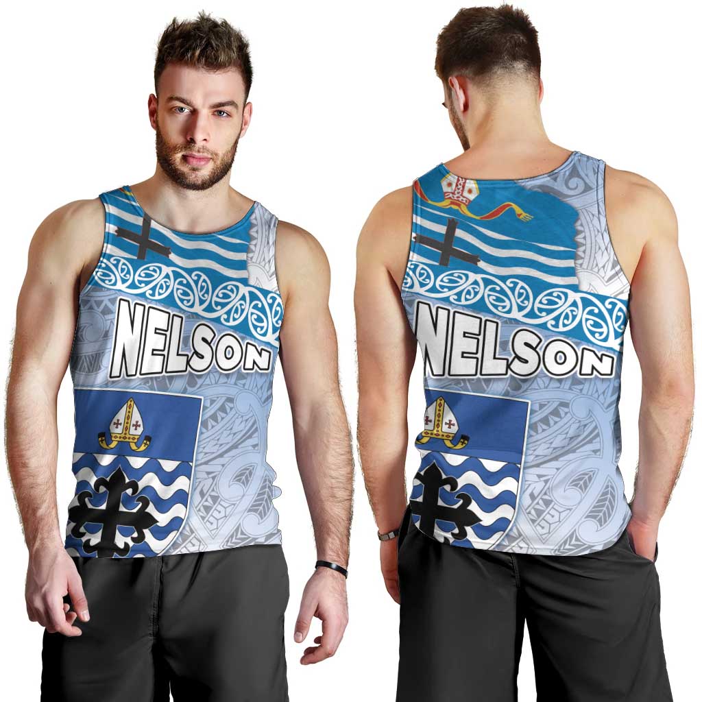 New Zealand Nelson Men Tank Top Nelson's Flag and Seal - Maori Art Tattoo - Vibe Hoodie Shop