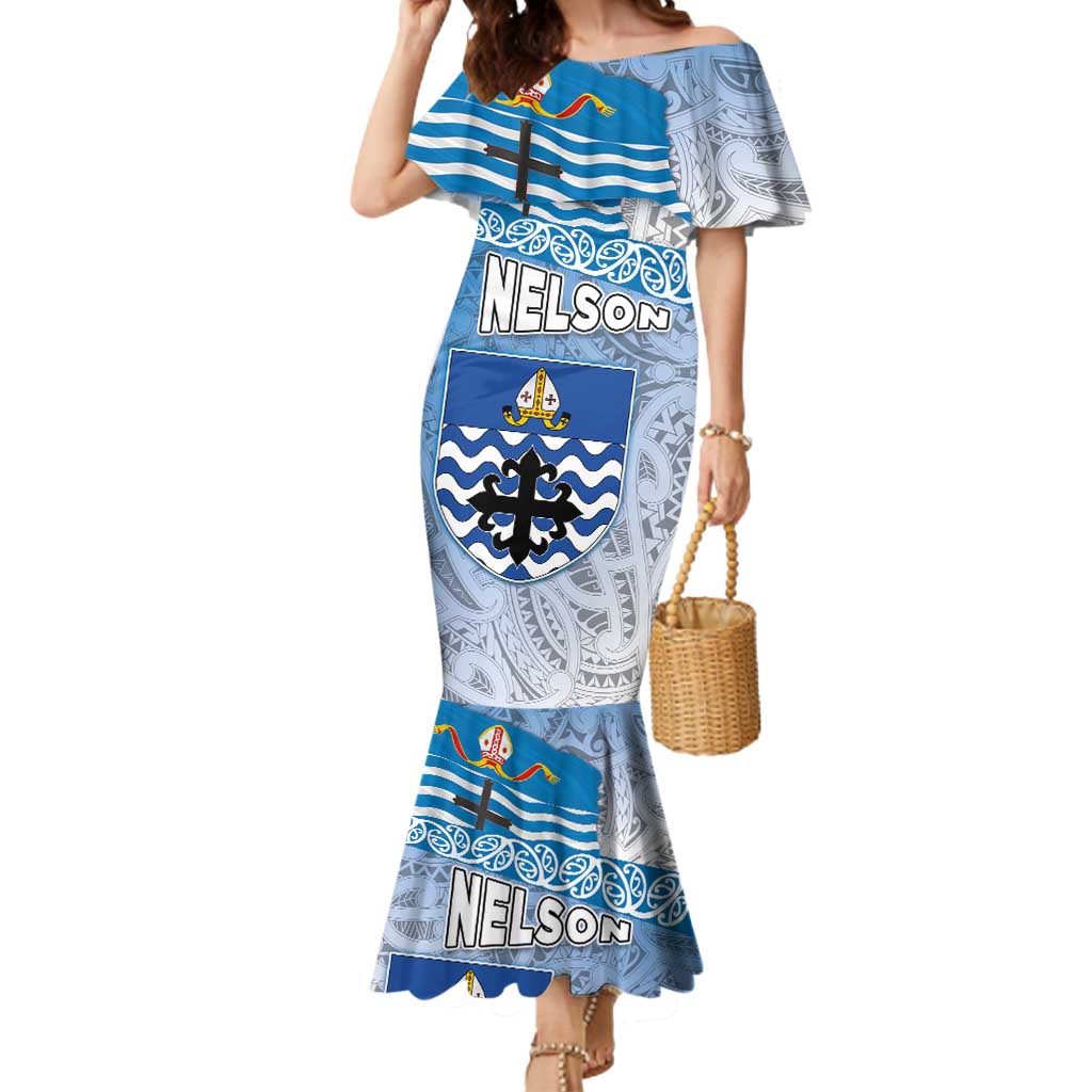 New Zealand Nelson Mermaid Dress Nelson's Flag and Seal - Maori Art Tattoo