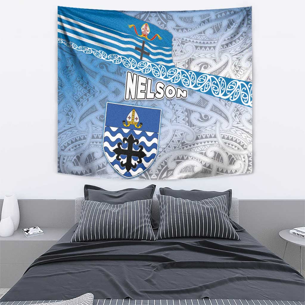 New Zealand Nelson Tapestry Nelson's Flag and Seal - Maori Art Tattoo - Vibe Hoodie Shop