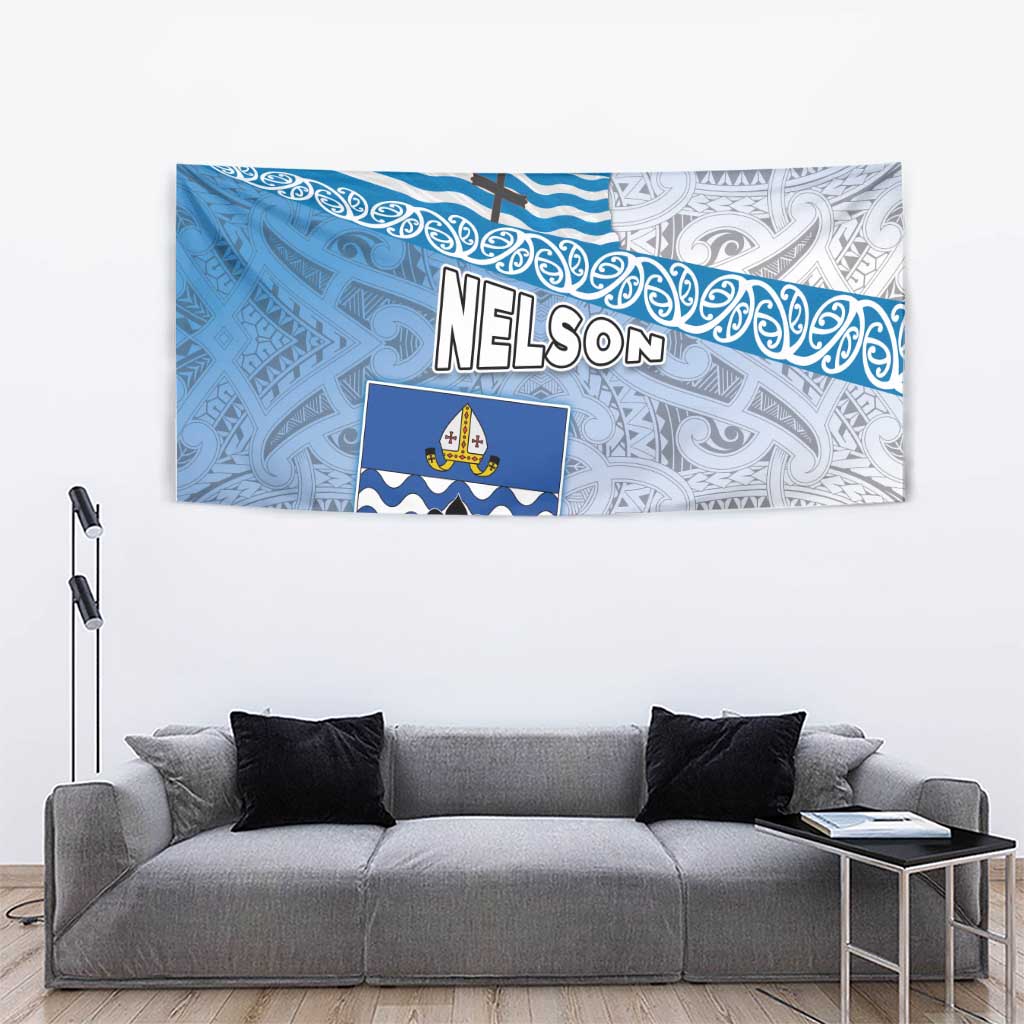 New Zealand Nelson Tapestry Nelson's Flag and Seal - Maori Art Tattoo - Vibe Hoodie Shop