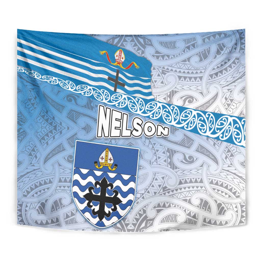 New Zealand Nelson Tapestry Nelson's Flag and Seal - Maori Art Tattoo - Vibe Hoodie Shop