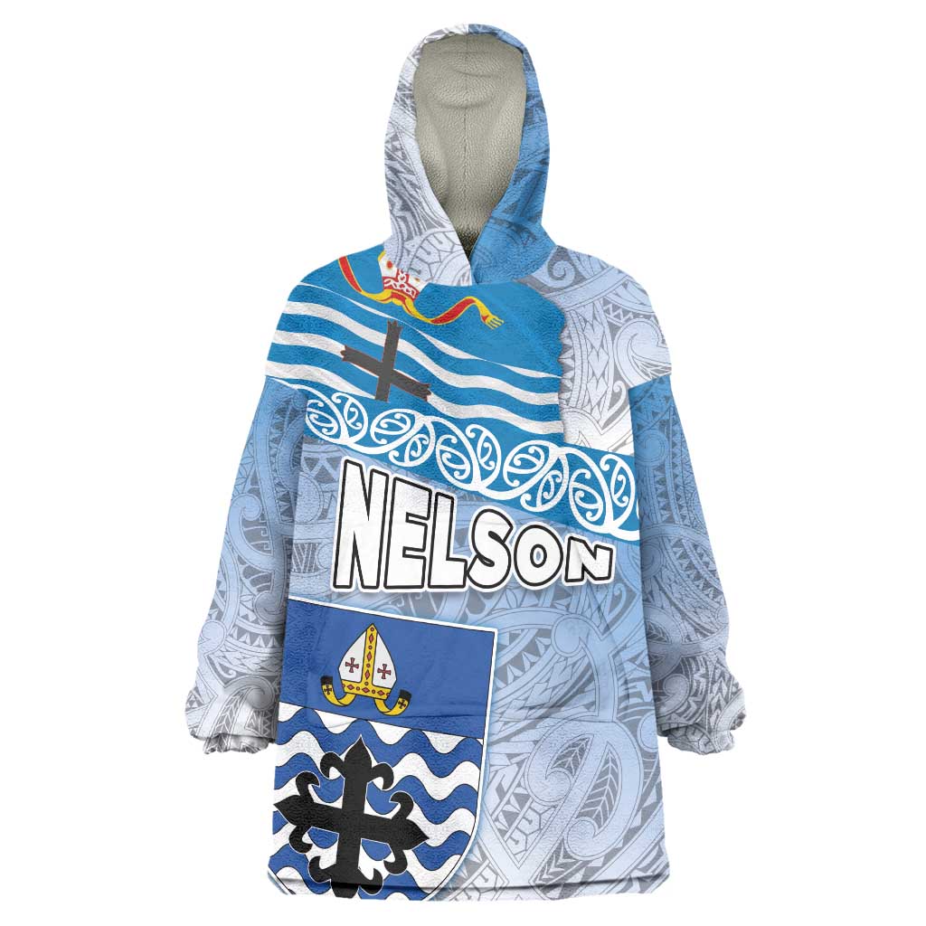 New Zealand Nelson Wearable Blanket Hoodie Nelson's Flag and Seal - Maori Art Tattoo - Vibe Hoodie Shop