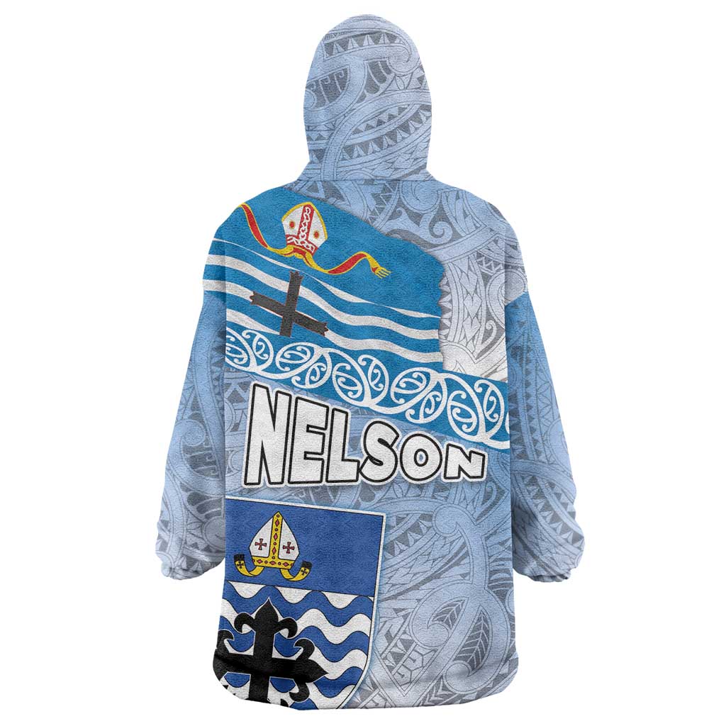 New Zealand Nelson Wearable Blanket Hoodie Nelson's Flag and Seal - Maori Art Tattoo - Vibe Hoodie Shop