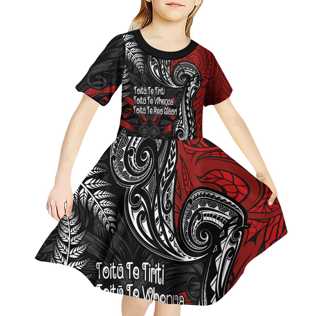 Aotearoa Toitu Te Tiriti Kid Short Sleeve Dress New Zealand Honour the Treaty - Te Tiriti Is Us - Vibe Hoodie Shop