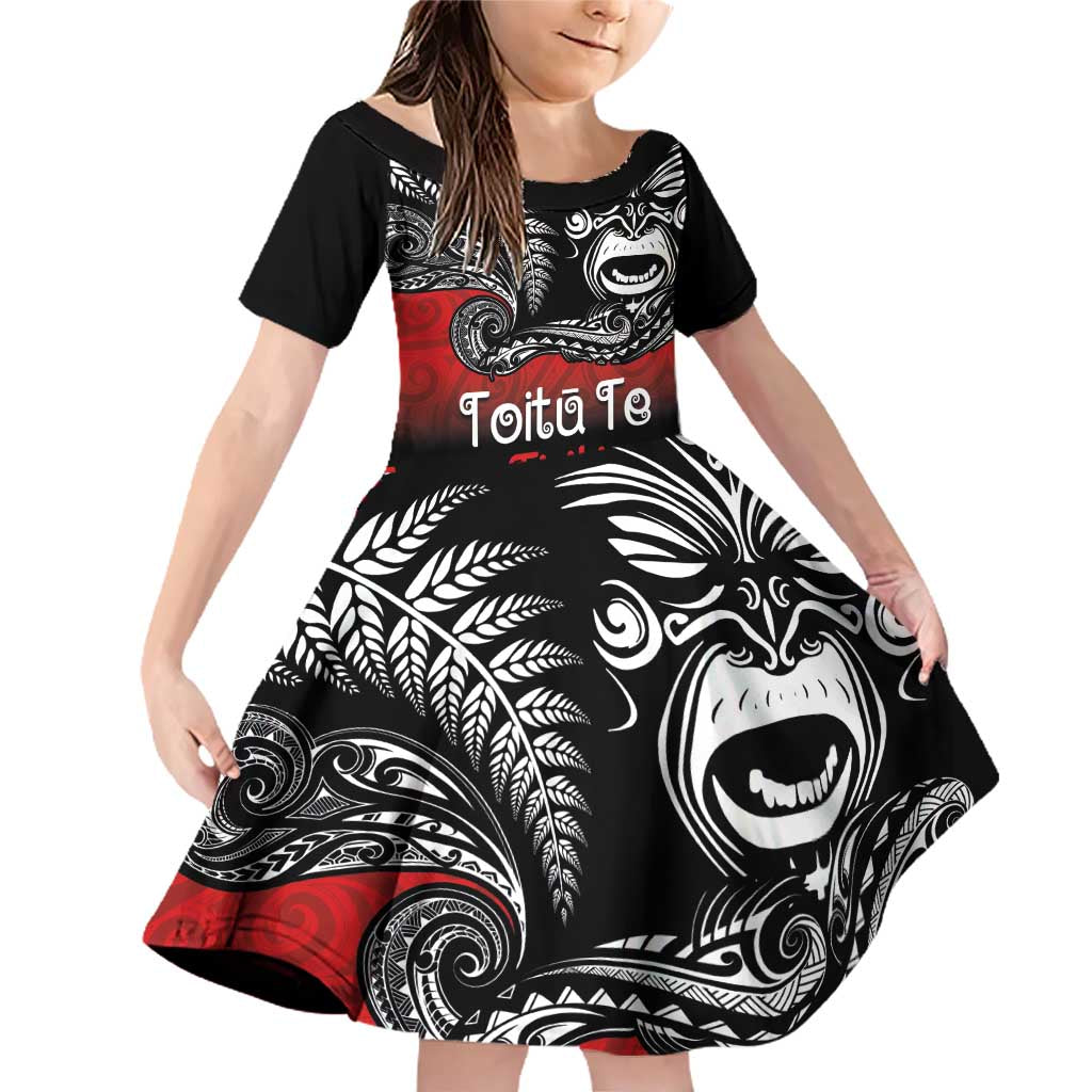 Aotearoa Toitu Te Tiriti Family Matching Off Shoulder Short Dress and Hawaiian Shirt New Zealand Honour the Treaty - Fight Together