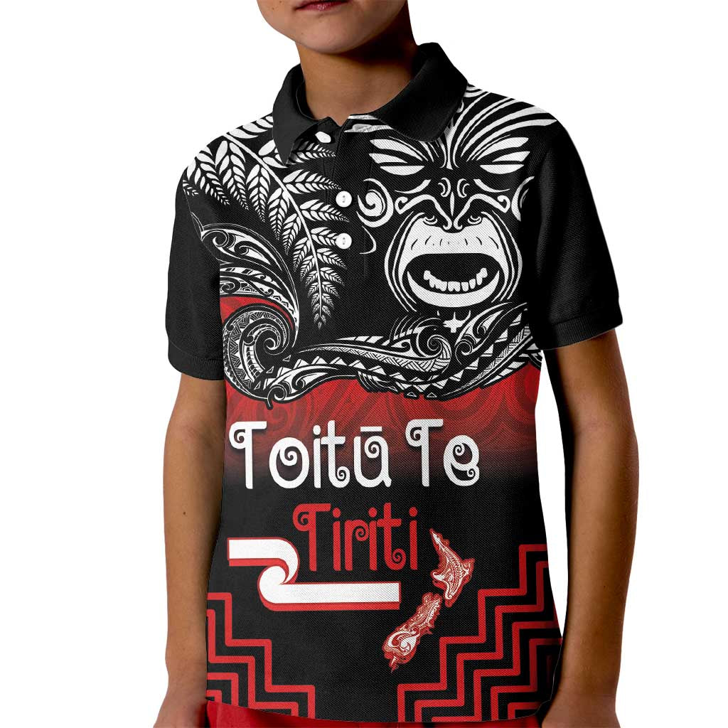 Aotearoa Toitu Te Tiriti Kid Polo Shirt New Zealand Honour the Treaty - Fight Together - Vibe Hoodie Shop