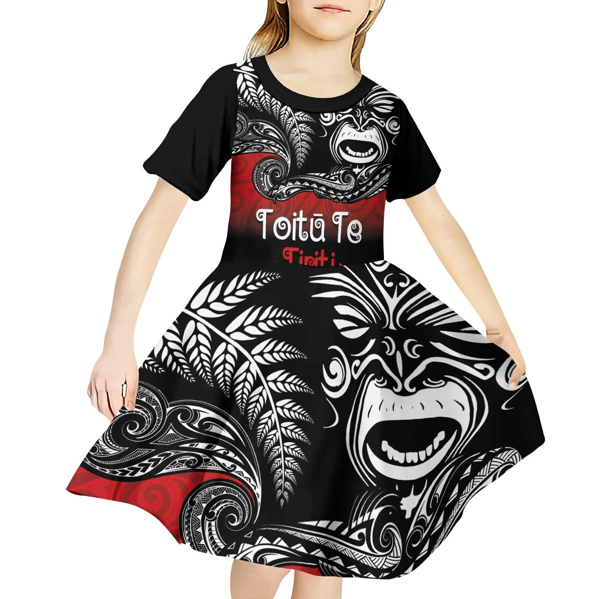 Aotearoa Toitu Te Tiriti Kid Short Sleeve Dress New Zealand Honour the Treaty - Fight Together - Vibe Hoodie Shop