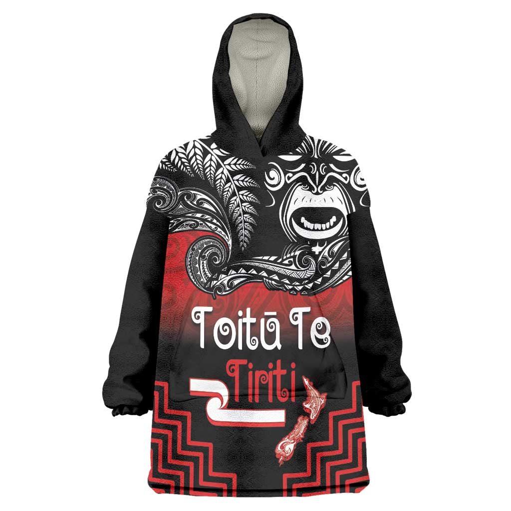 Aotearoa Toitu Te Tiriti Wearable Blanket Hoodie New Zealand Honour the Treaty - Fight Together - Vibe Hoodie Shop