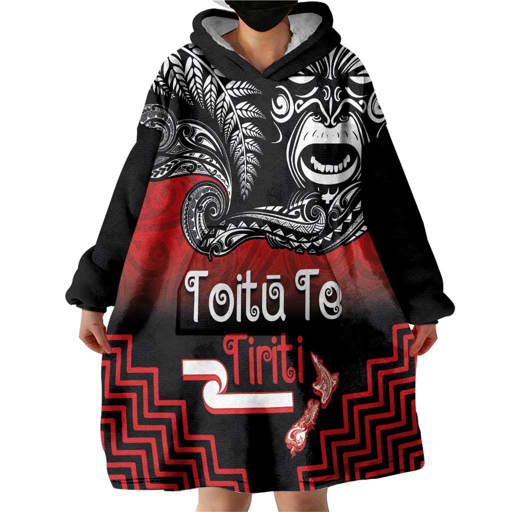 Aotearoa Toitu Te Tiriti Wearable Blanket Hoodie New Zealand Honour the Treaty - Fight Together - Vibe Hoodie Shop