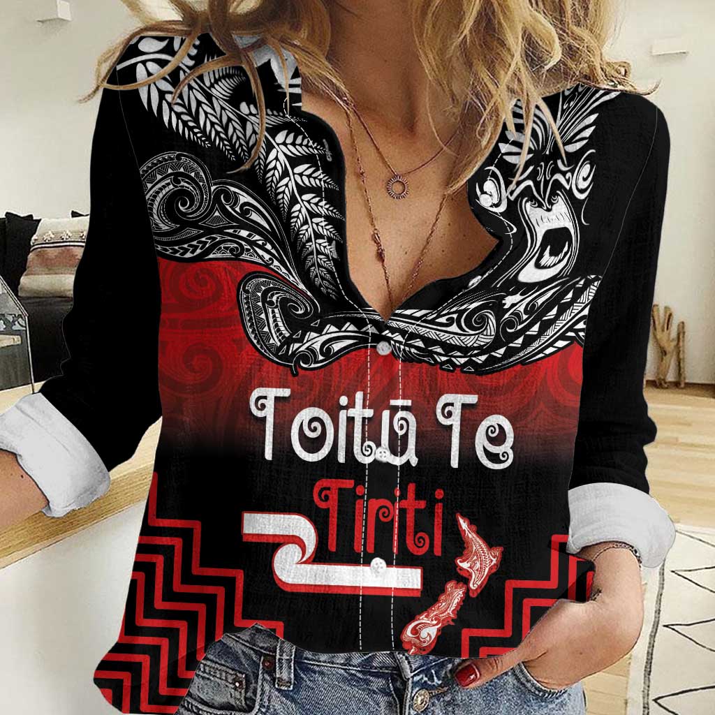 Aotearoa Toitu Te Tiriti Women Casual Shirt New Zealand Honour the Treaty - Fight Together - Vibe Hoodie Shop