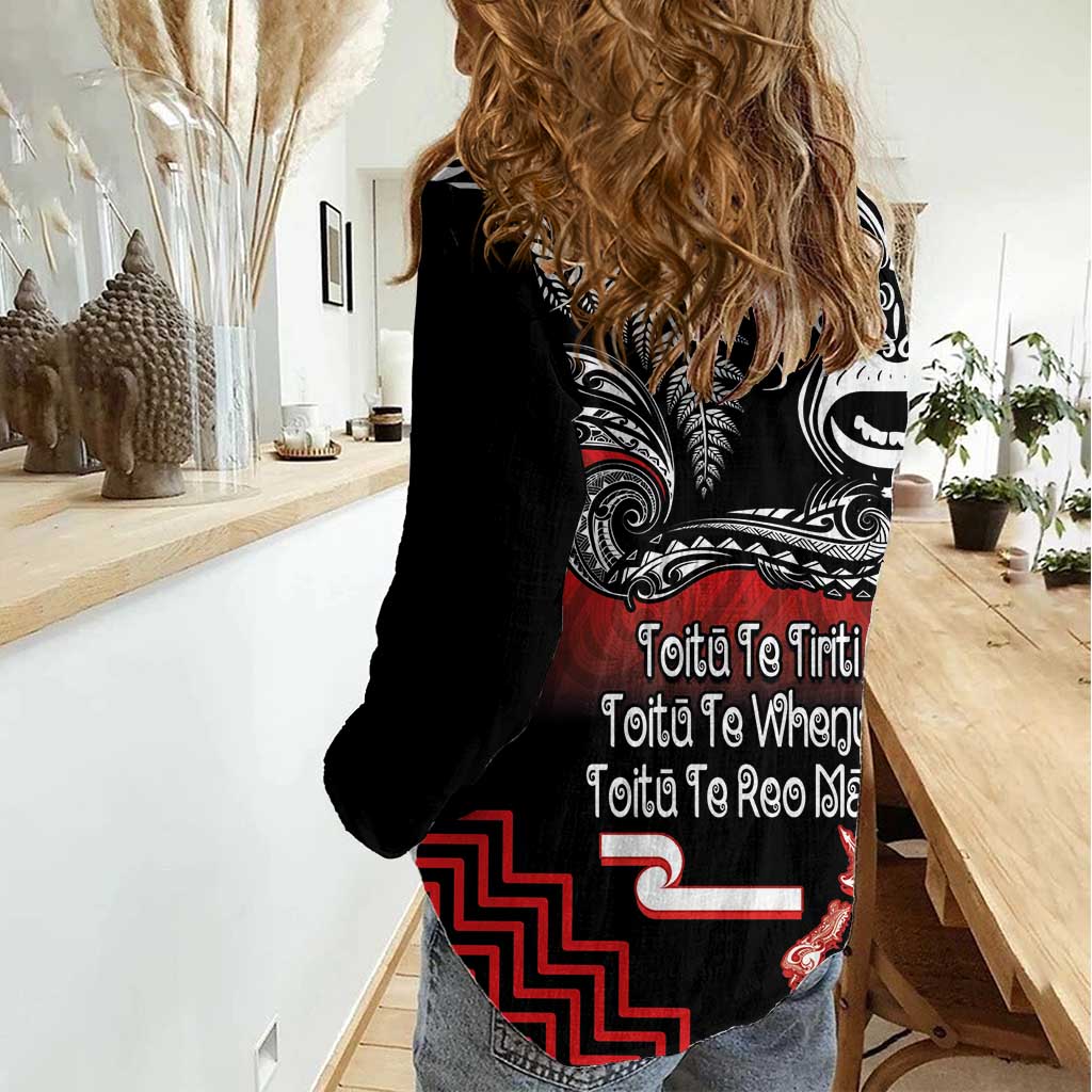 Aotearoa Toitu Te Tiriti Women Casual Shirt New Zealand Honour the Treaty - Fight Together - Vibe Hoodie Shop