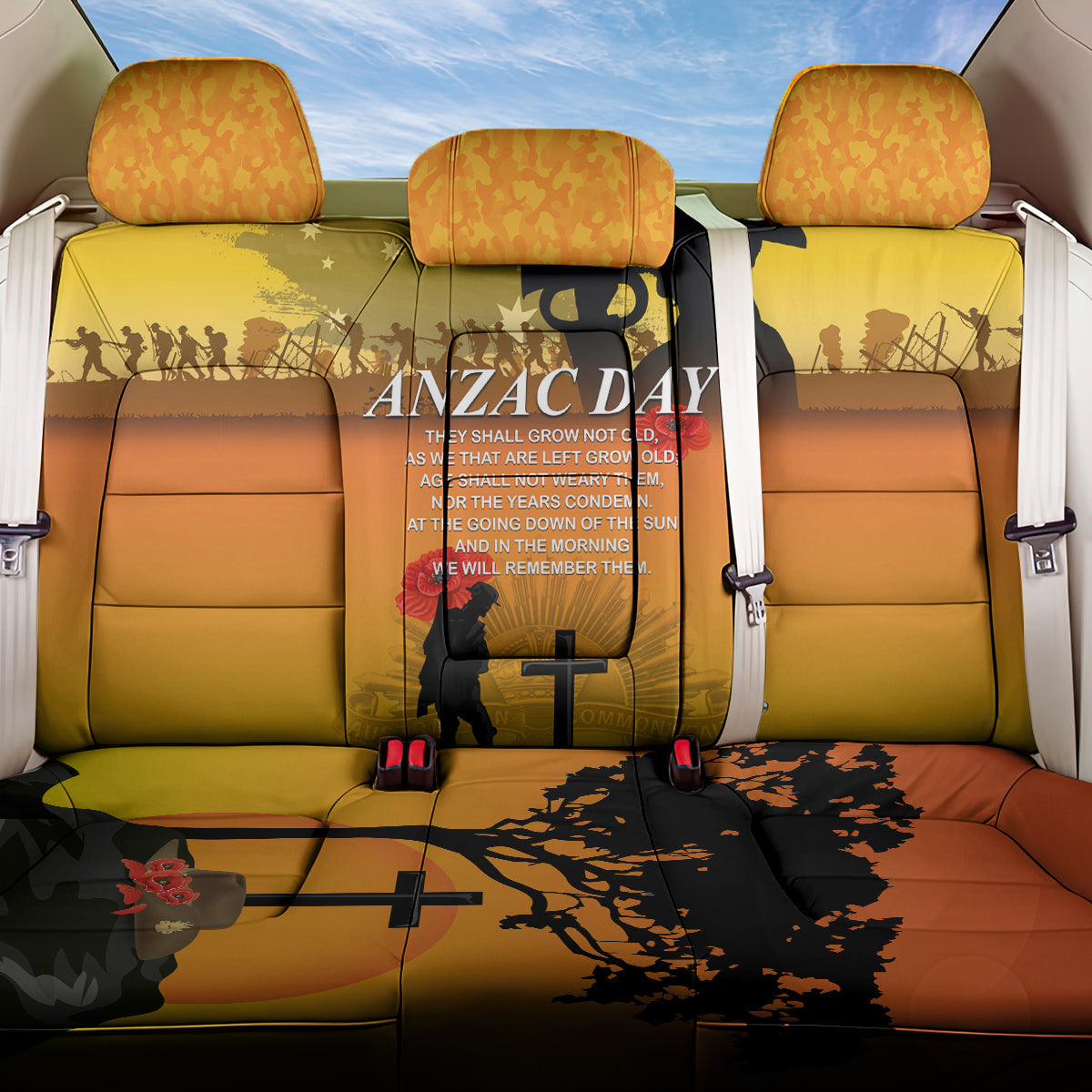Australia ANZAC Day Back Car Seat Cover Gallipoli Lest We Forget LT03