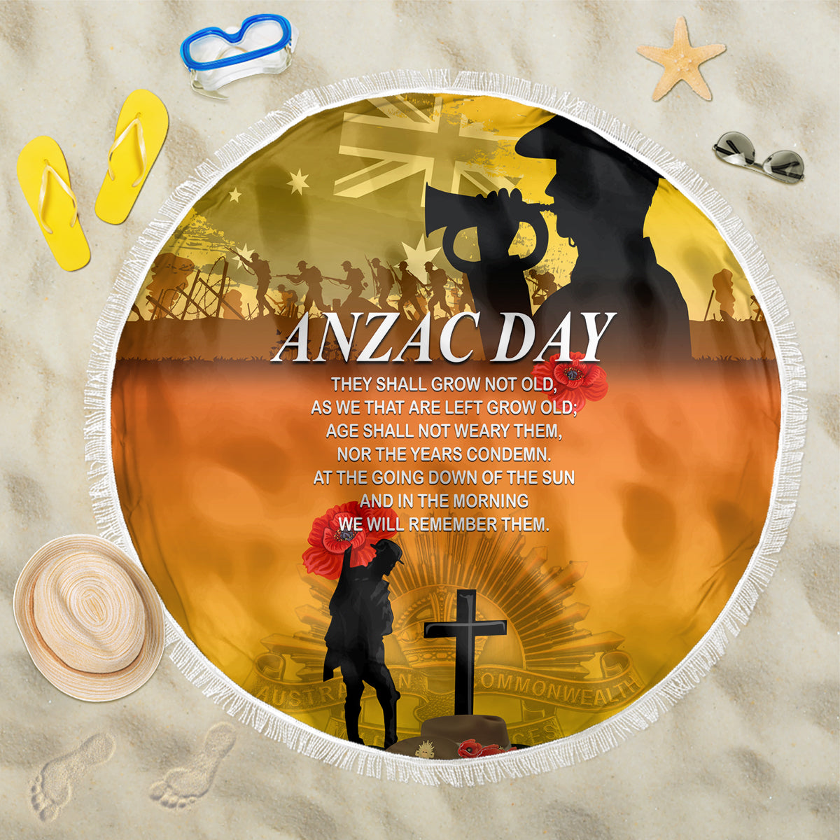 Australia ANZAC Day Beach Blanket Gallipoli Lest We Forget