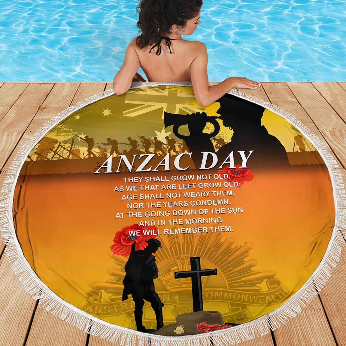 Australia ANZAC Day Beach Blanket Gallipoli Lest We Forget