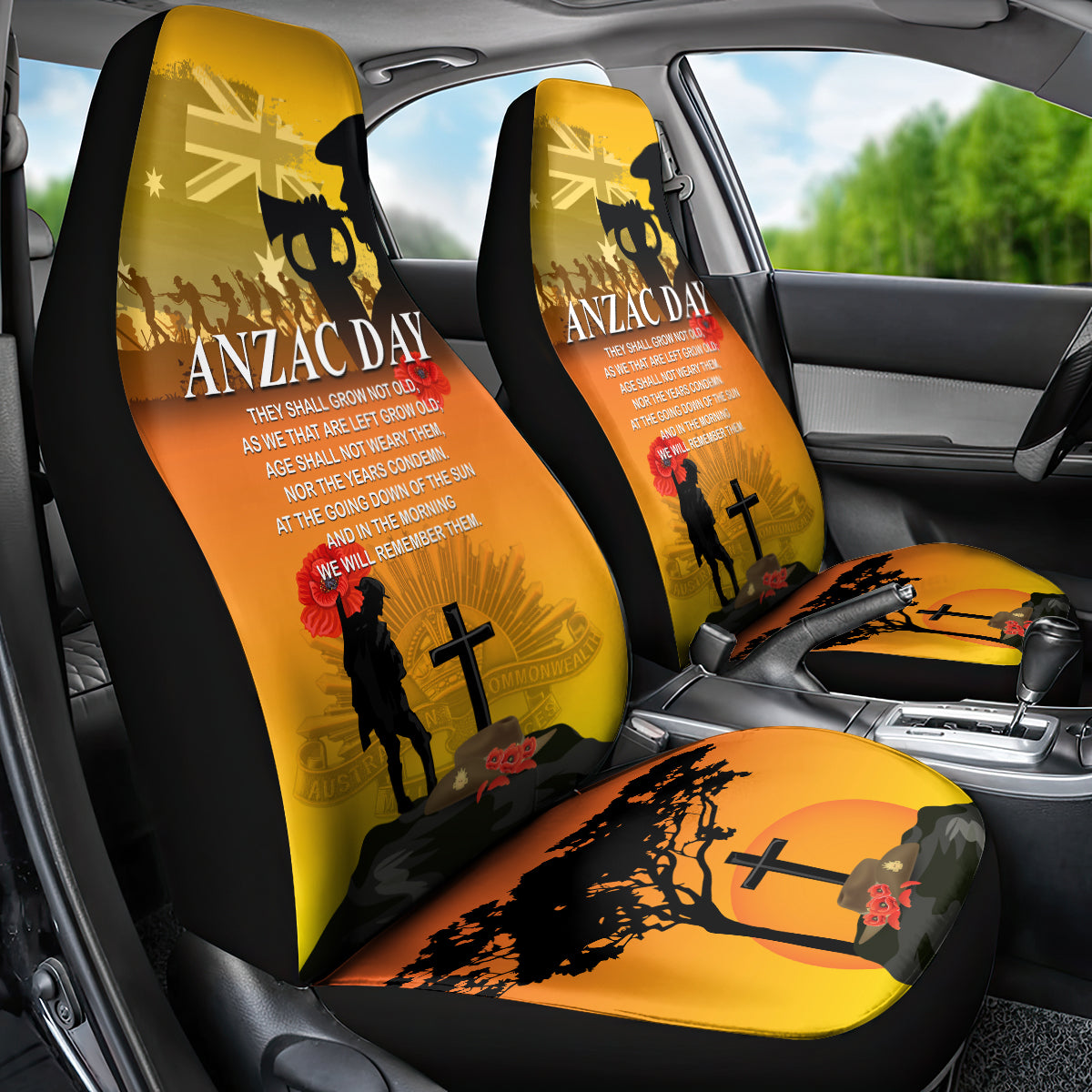 Australia ANZAC Day Car Seat Cover Gallipoli Lest We Forget - Vibe Hoodie Shop