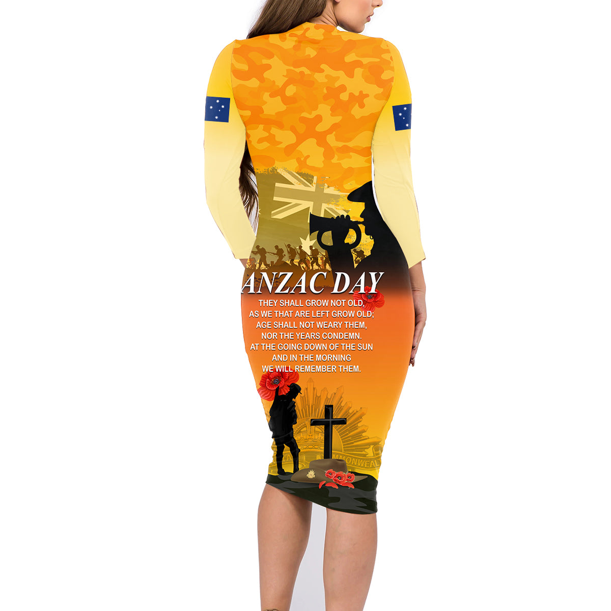 Australia ANZAC Day Family Matching Long Sleeve Bodycon Dress and Hawaiian Shirt Gallipoli Lest We Forget