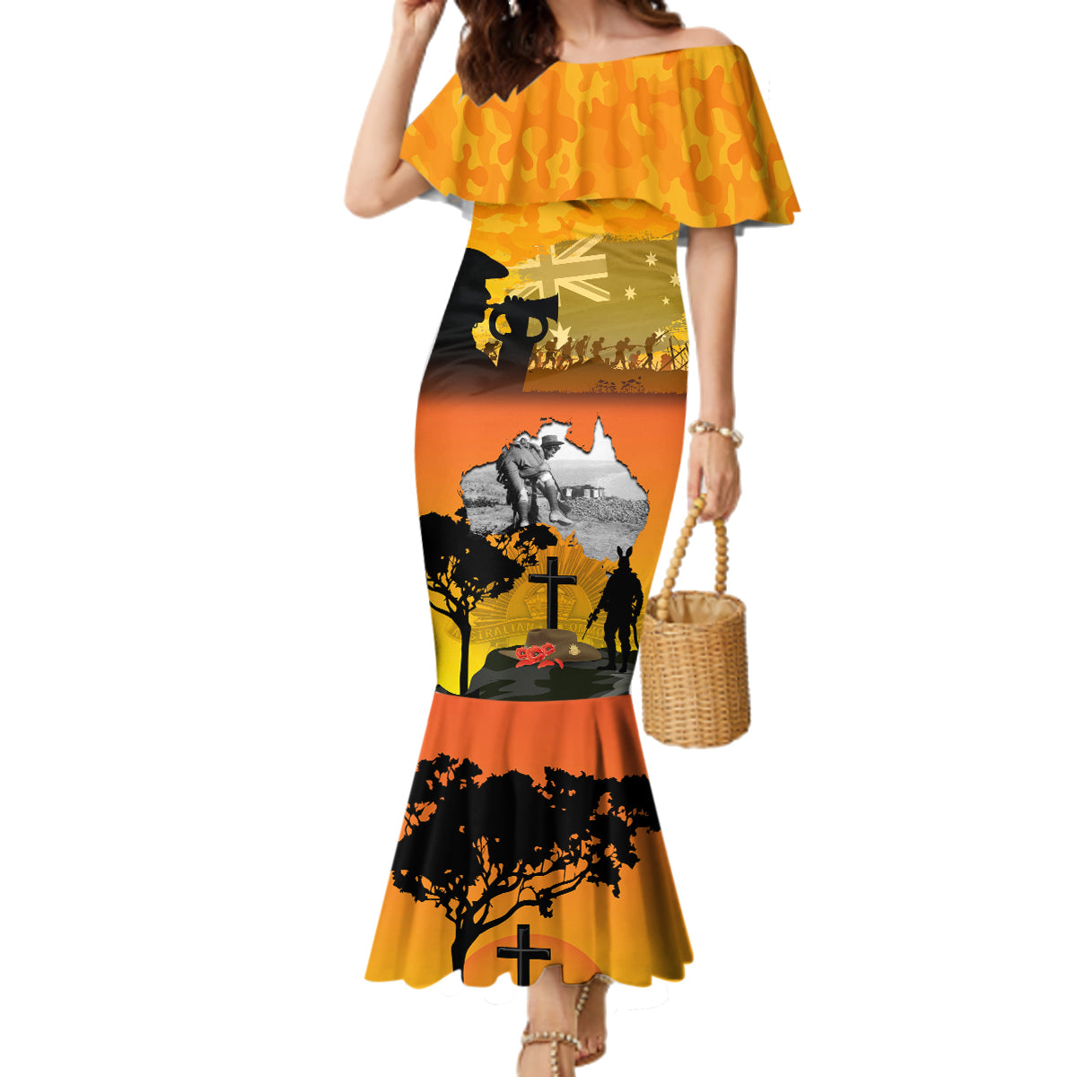 Australia ANZAC Day Family Matching Mermaid Dress and Hawaiian Shirt Gallipoli Lest We Forget