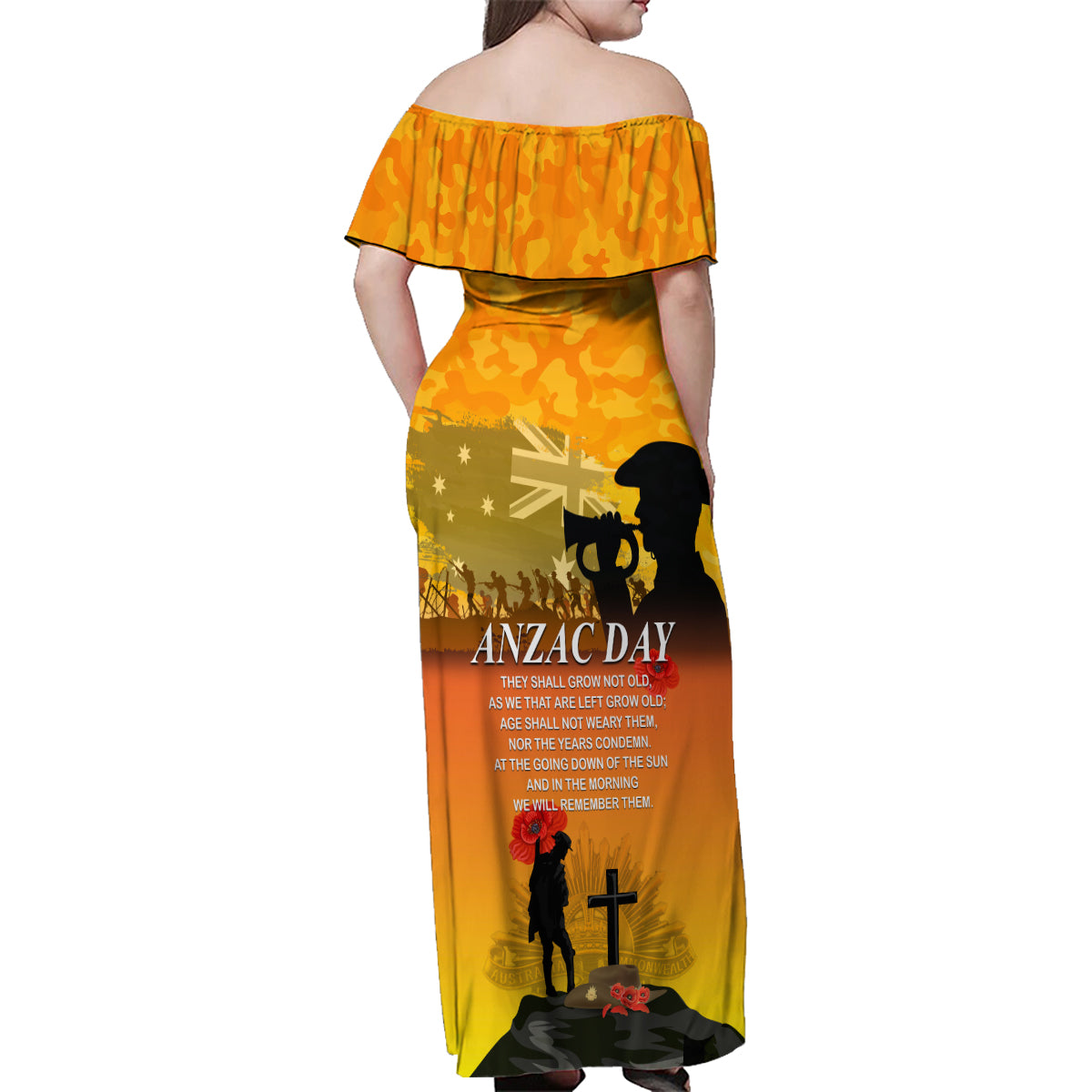 Australia ANZAC Day Family Matching Off Shoulder Maxi Dress and Hawaiian Shirt Gallipoli Lest We Forget