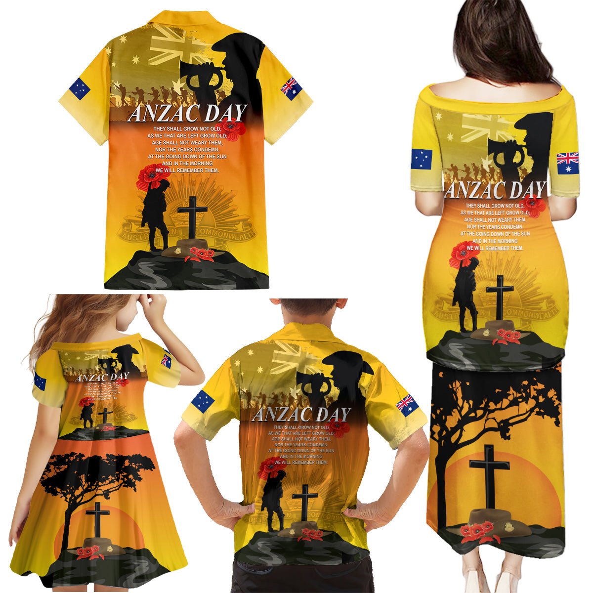 Australia ANZAC Day Family Matching Puletasi and Hawaiian Shirt Gallipoli Lest We Forget