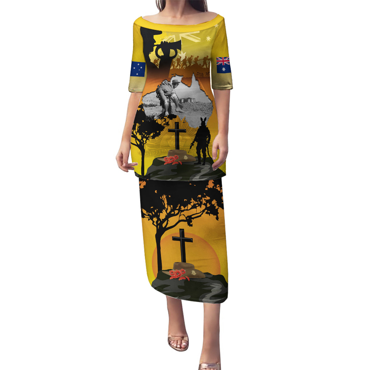 Australia ANZAC Day Family Matching Puletasi and Hawaiian Shirt Gallipoli Lest We Forget