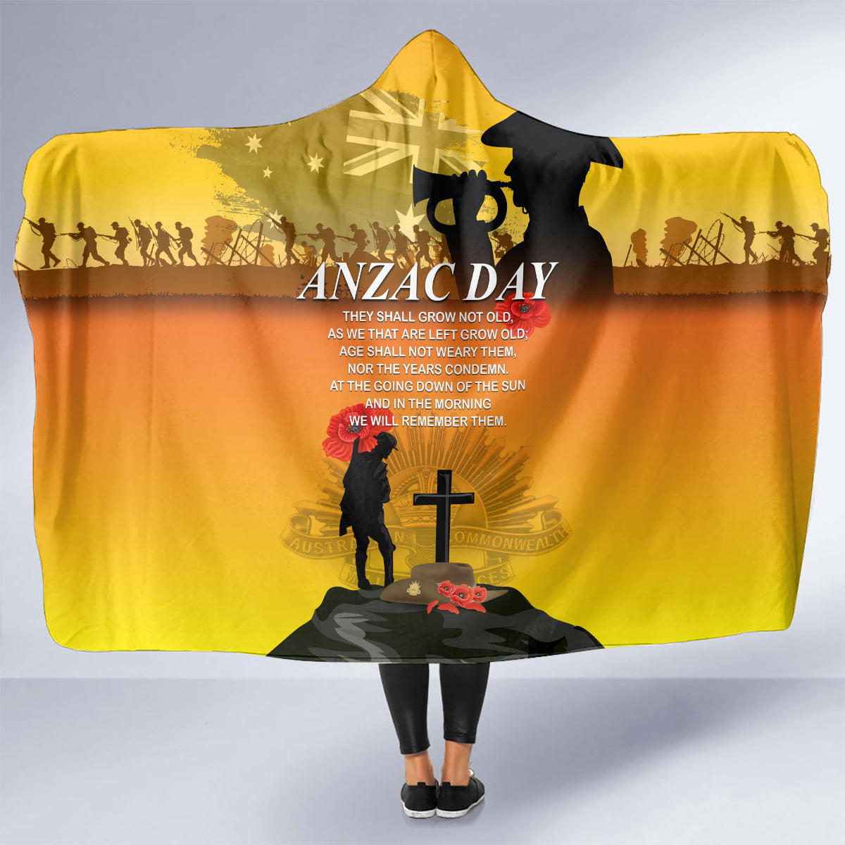 Australia ANZAC Day Hooded Blanket Gallipoli Lest We Forget