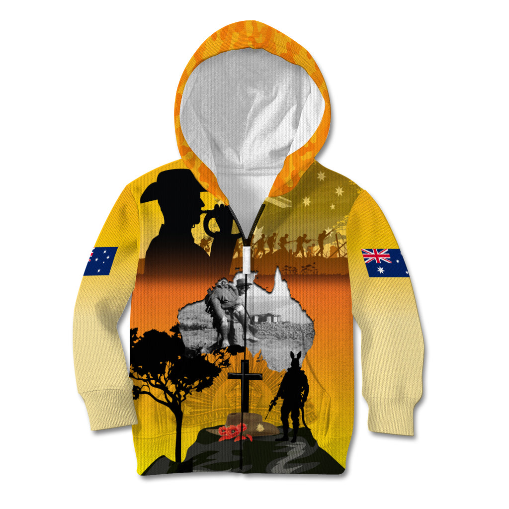 Australia ANZAC Day Kid Hoodie Gallipoli Lest We Forget - Vibe Hoodie Shop