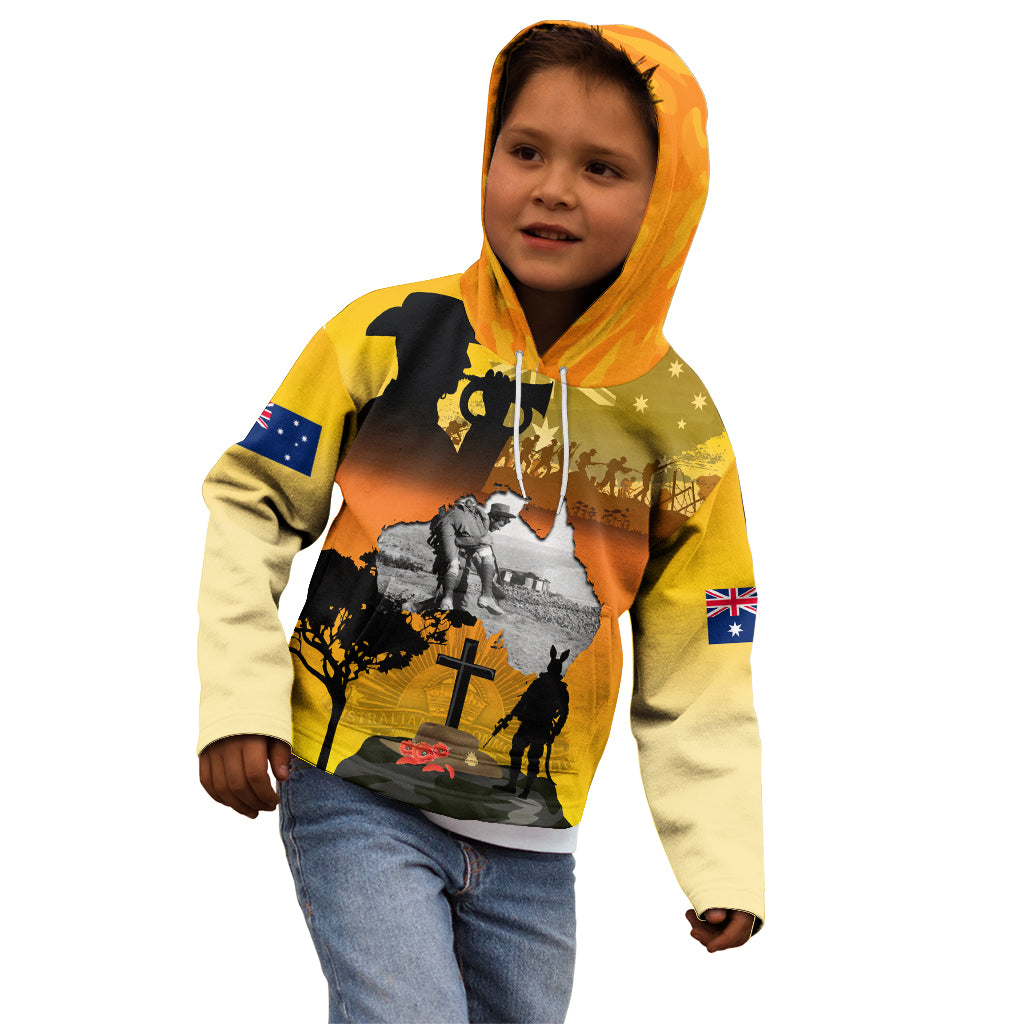 Australia ANZAC Day Kid Hoodie Gallipoli Lest We Forget - Vibe Hoodie Shop