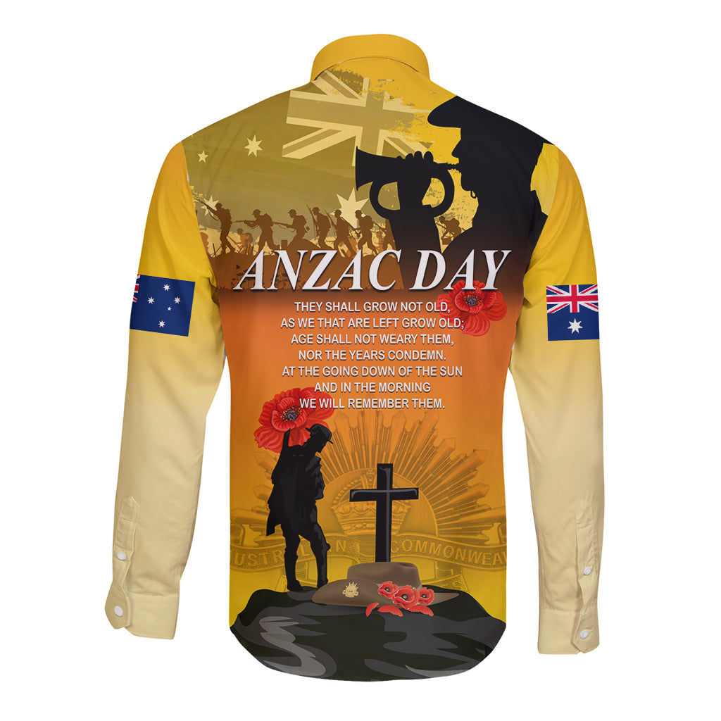 Australia ANZAC Day Long Sleeve Button Shirt Gallipoli Lest We Forget - Vibe Hoodie Shop