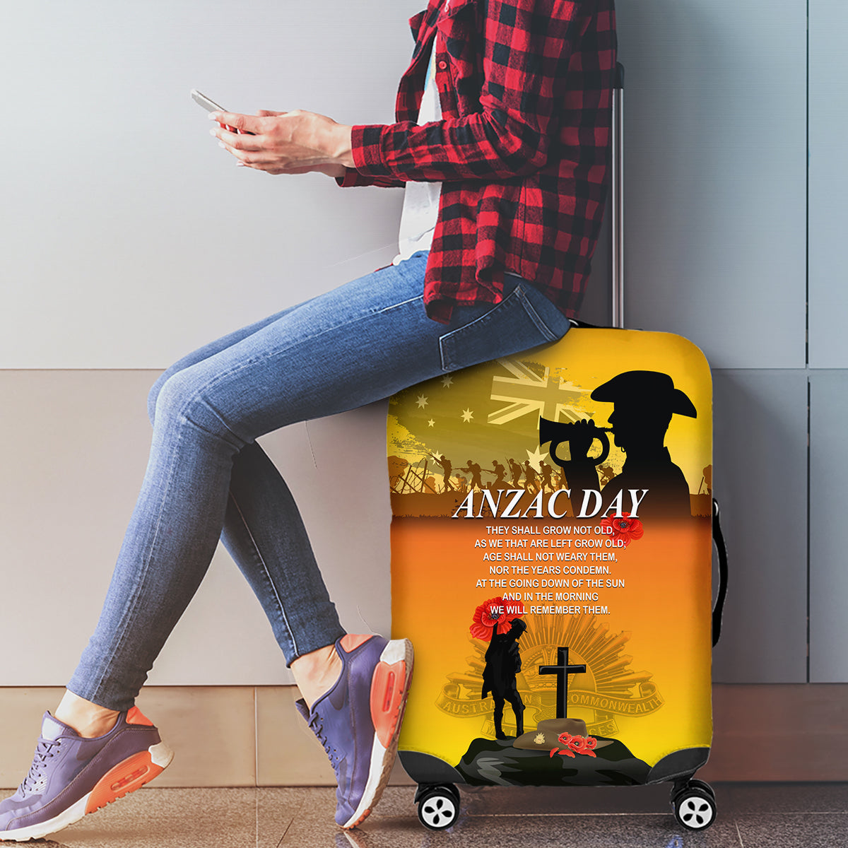 Australia ANZAC Day Luggage Cover Gallipoli Lest We Forget - Vibe Hoodie Shop