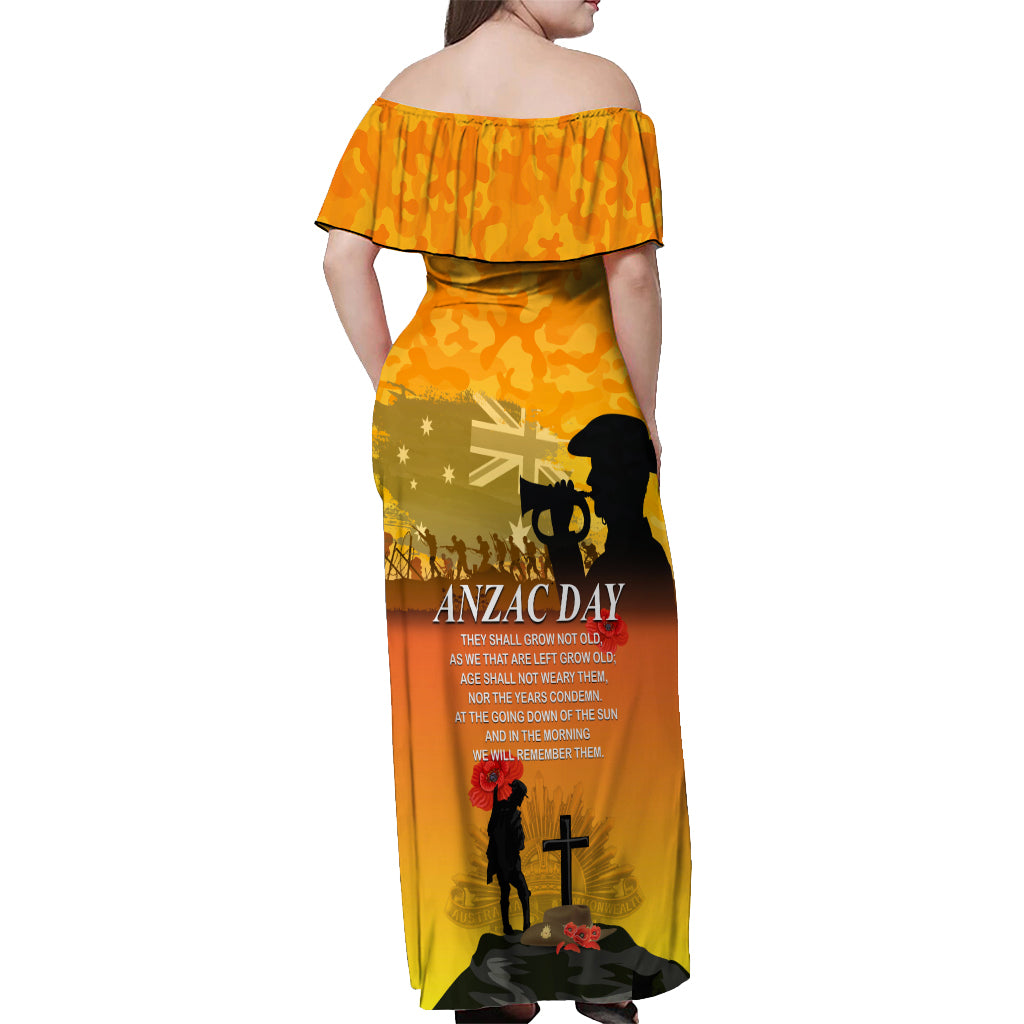 Australia ANZAC Day Off Shoulder Maxi Dress Gallipoli Lest We Forget